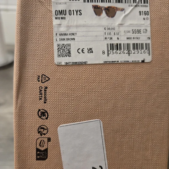 Miu Miu Sunglasses Glimpse MU 01YS 14L09Z 51-22 Honey Havana